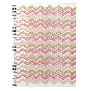 Caderno Espiral Padrão Coral Spice Scribble ZigZag Chevron