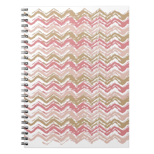 Caderno Espiral Padrão Coral Spice Scribble ZigZag Chevron (Frente)