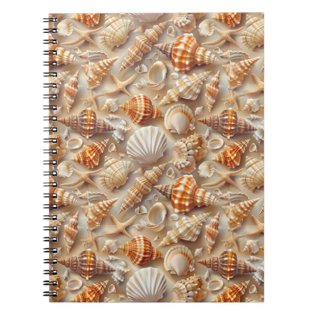 Caderno Espiral Padrão Costeira Elegance Seashell (Frente)