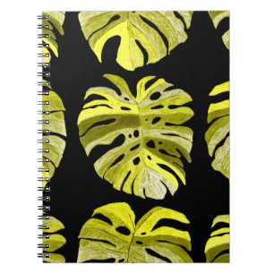 Caderno Espiral Padrão criativo sem costura com folhas tropicais e