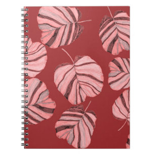 Caderno Espiral Padrão criativo sem costura com folhas tropicais e
