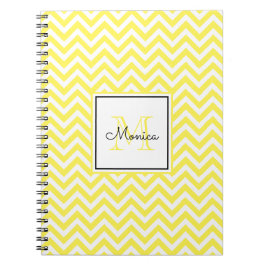 Caderno Espiral Padrão Crítico Amarelo Moderno com Monograma