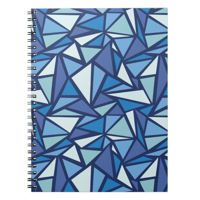Caderno Espiral Padrão Crítico de Gelo Abstrato azul (Frente)
