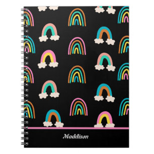 Caderno Espiral Padrão Cute Rainbow Personalizável