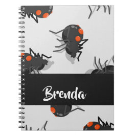 Caderno Espiral Padrão da aranha viúva preta