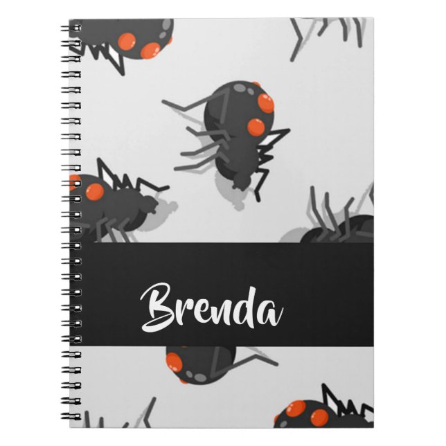 Caderno Espiral Padrão da aranha viúva preta (Frente)