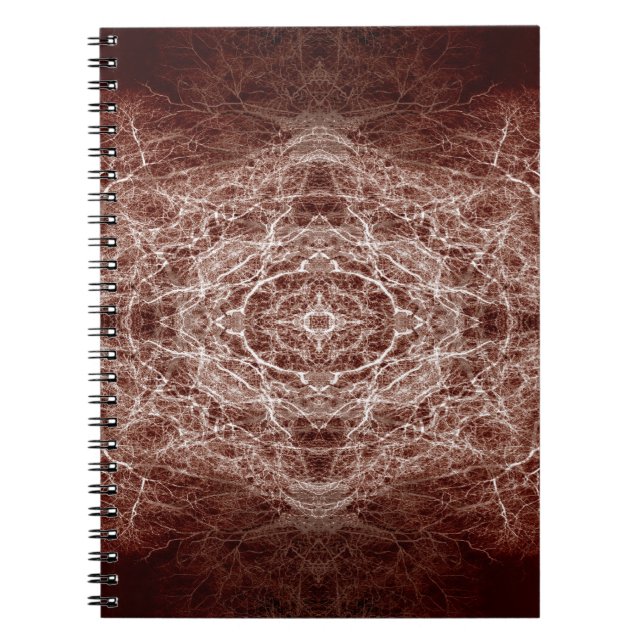 Caderno Espiral Padrão da árvore de imagens espelhadas (Frente)