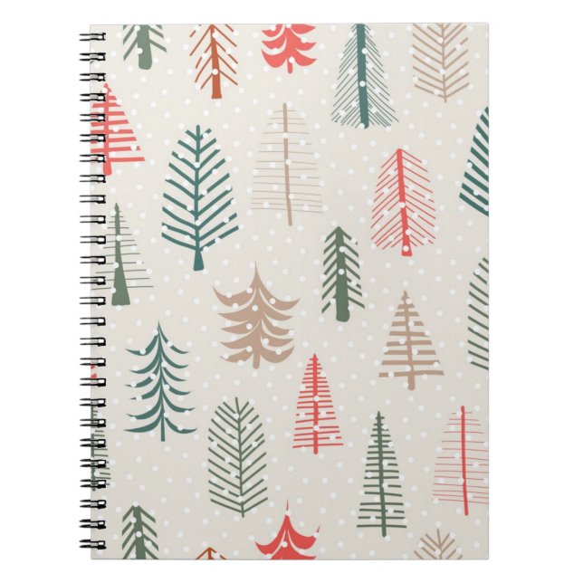 Caderno Espiral Padrão da árvore de Natal (Frente)
