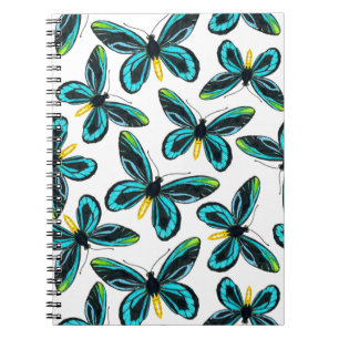 Caderno Espiral Padrão da borboleta de passarinho da Rainha Alexa