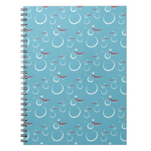 Caderno Espiral Padrão da Família de Snowman Cute em Cyan Winter