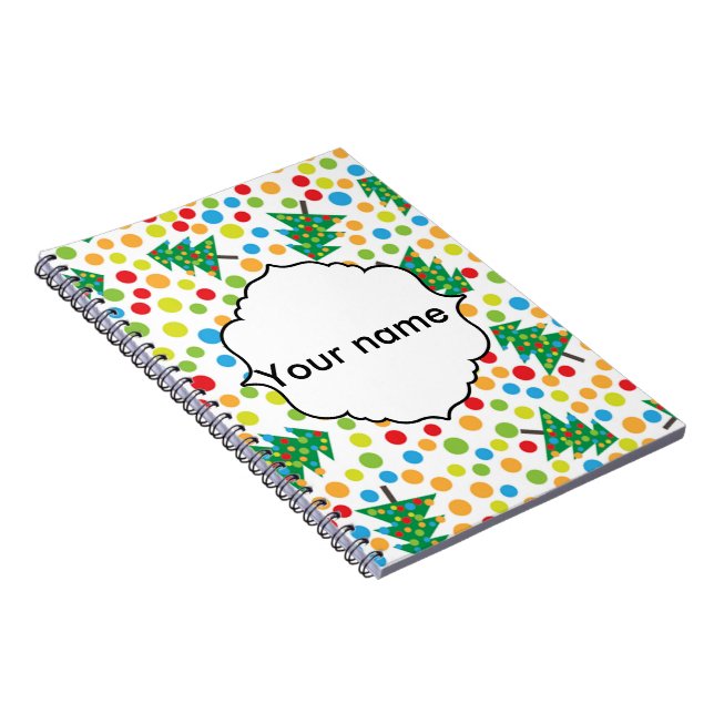 Caderno Espiral Padrão das árvores de Natal (Lado Direito)