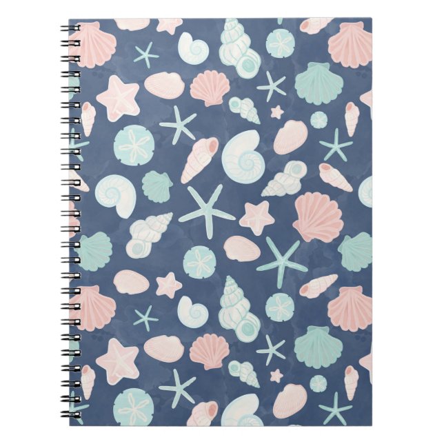 Caderno Espiral padrão das conchas (Frente)