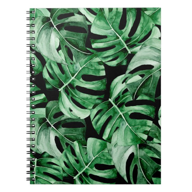 Caderno Espiral Padrão das folhas da Monstera (Frente)