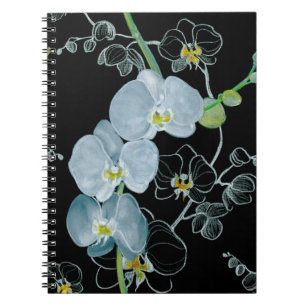 Caderno Espiral Padrão das Orquídeas Brancas da Aquarela