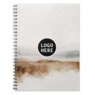 Caderno Espiral Padrão de Abstrato de Aquarela Natural Minimalista