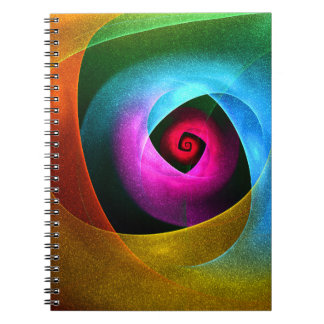 Caderno Espiral Padrão de Abstrato de Arte Azul Cor-de-Cor-de-Cor