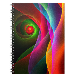 Caderno Espiral Padrão de Abstrato de Arte Vermelho Verde Laranja