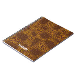 Caderno Espiral Padrão de Abstrato de &bege castanho personalizado