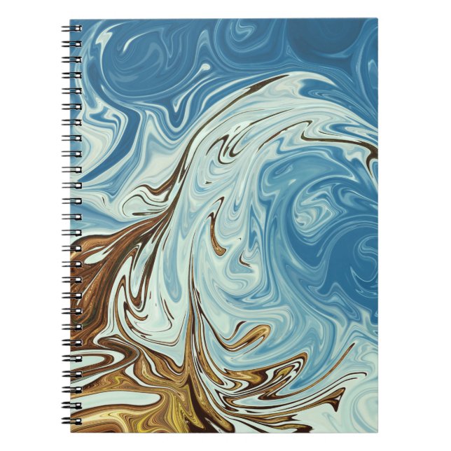 Caderno Espiral Padrão de abstrato de derrame líquido (Frente)