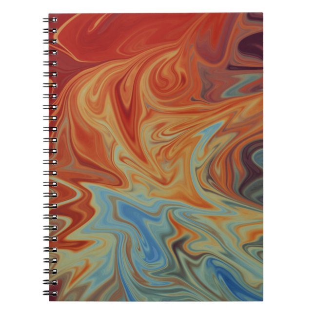 Caderno Espiral Padrão de abstrato de fluido (Frente)