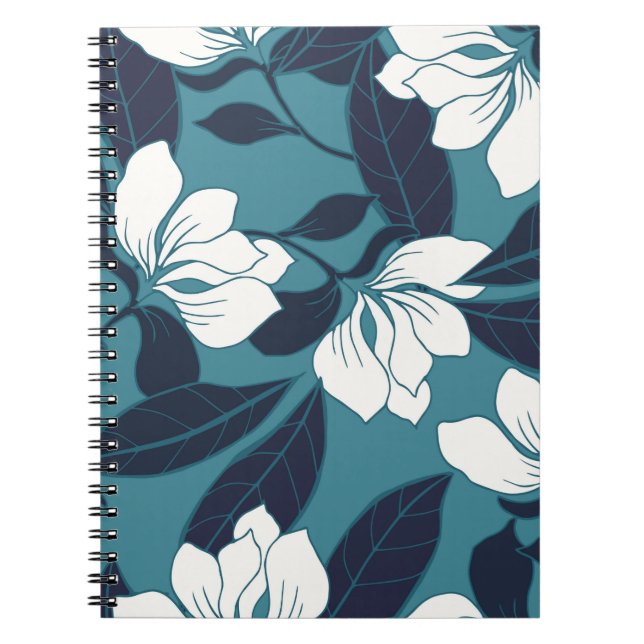 Caderno Espiral padrão de abstrato elegância com fundo floral.  (Frente)
