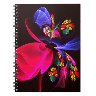 Caderno Espiral Padrão de Abstrato Floral Moderno Colorido #06