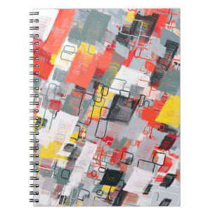 Caderno Espiral Padrão de abstrato surreal feito à mão. Arte moder