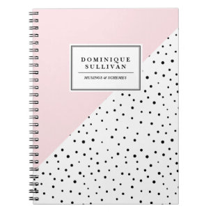 Caderno Espiral Padrão de Abtrato Rosa para o Blush das Bolinhas P