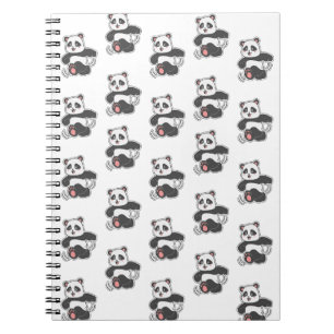 Caderno Espiral Padrão de Adesivo de Panda Feliz Dançando