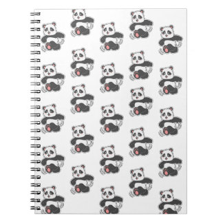 Caderno Espiral Padrão de Adesivo de Panda Feliz Dançando