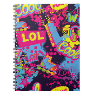 Caderno Espiral Padrão de adolescentes abstrato sem problemas. His