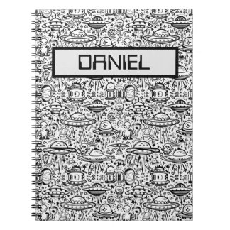 Caderno Espiral Padrão de alienígena Personalizado