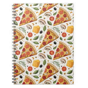 Caderno Espiral Padrão de Amante de Pizza Pepperoni - Festa de Piz
