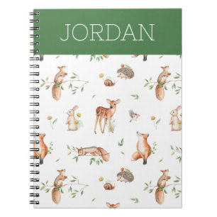 Caderno Espiral Padrão de Amigos de Animais da Floresta Cura