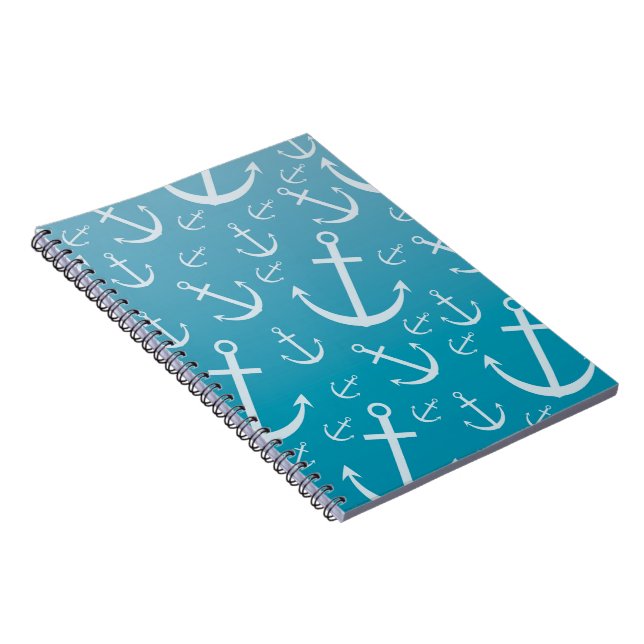 Caderno Espiral Padrão de Âncora (Lado Direito)