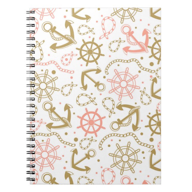 Caderno Espiral Padrão de Âncora do Ouro (Frente)