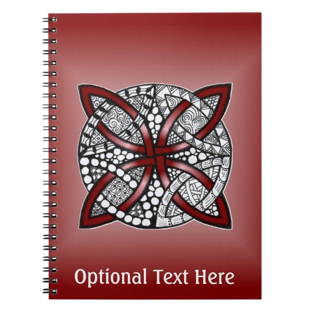 Caderno Espiral Padrão de Anel de Casamento Duplo Vermelho (Frente)