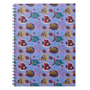 Caderno Espiral Padrão de animais aquáticos vida submarina do