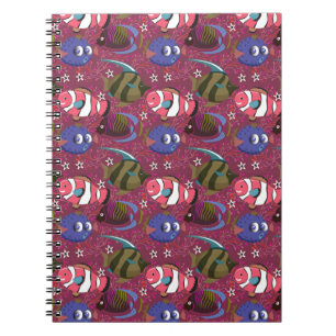 Caderno Espiral Padrão de animais aquáticos vida submarina do oc