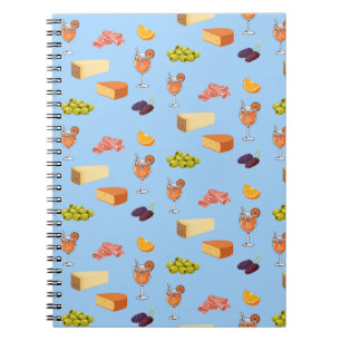 Caderno Espiral Padrão de Aperol e Queijo