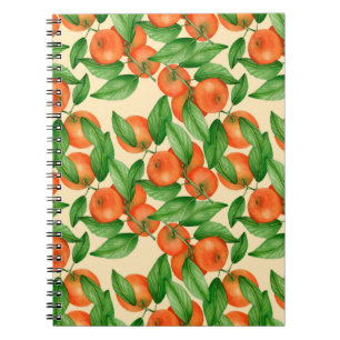 Caderno Espiral Padrão de aquarela da tangerina