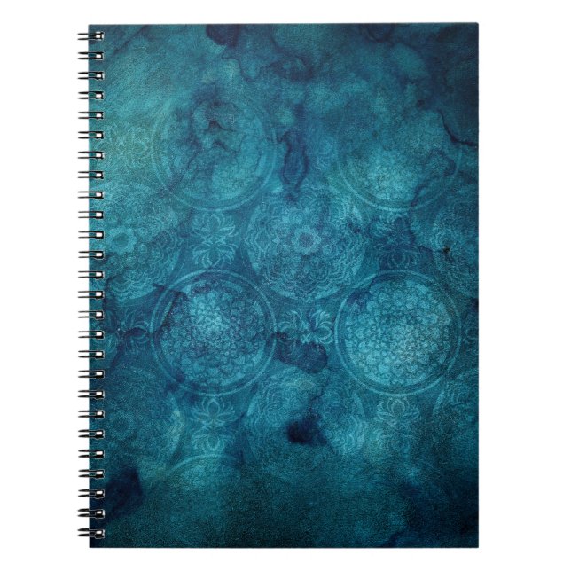 Caderno Espiral Padrão de Aquarela da Turquesa Elegante Mandala (Frente)