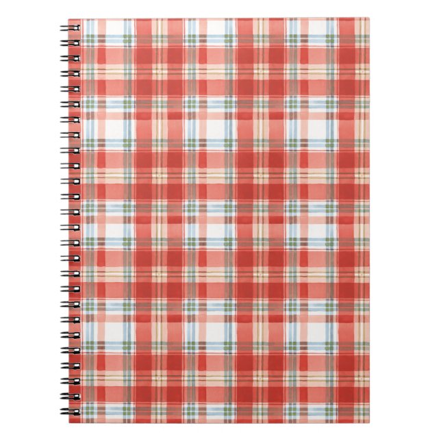 Caderno Espiral Padrão de Aquarela de Natal - Russo Vermelho (Frente)