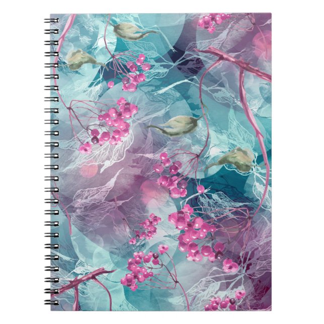 Caderno Espiral Padrão de Aquarela de Ramificação de Birch (Frente)