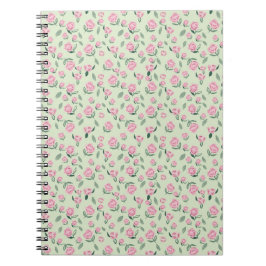 Caderno Espiral Padrão de aquarela de rosa cor-de-rosa sem emenda