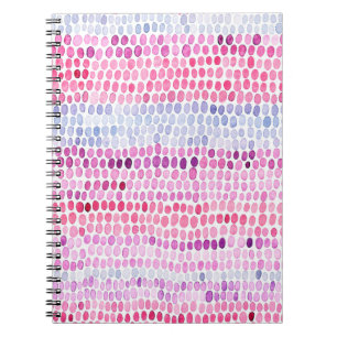 Caderno Espiral Padrão de aquarela listrada sem costura. Rosa e c
