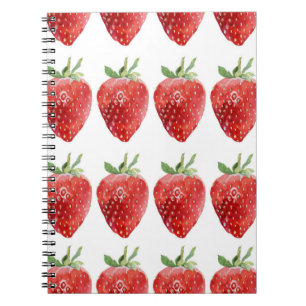 Caderno Espiral Padrão de aquarela sem costura com morangos