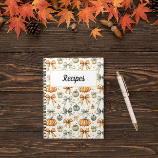 Caderno Espiral Padrão de Arco Fofo de Outono