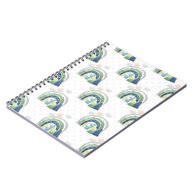 Caderno Espiral Padrão de Arco-Íris em Aquarela (Left Side)