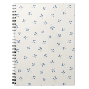 Caderno Espiral Padrão de arremesso botânico azul costeiro